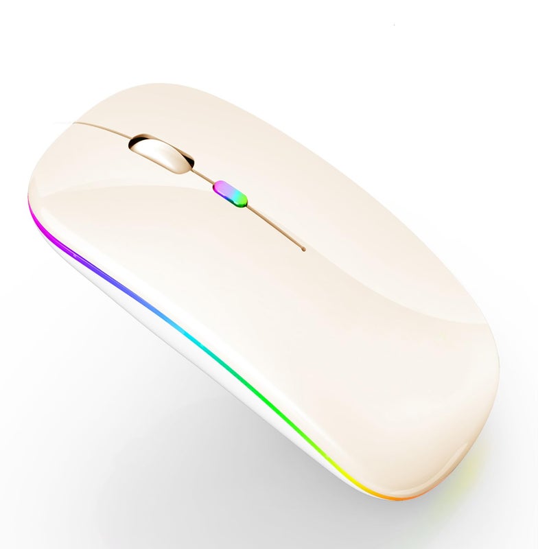 PEIBO Bluetooth Wireless Mouse for Laptop mac MacBook ipad MacBook air MacBook pro pc Desktop Computer Windows Chromebook Notebook (Cream White) - Image 1